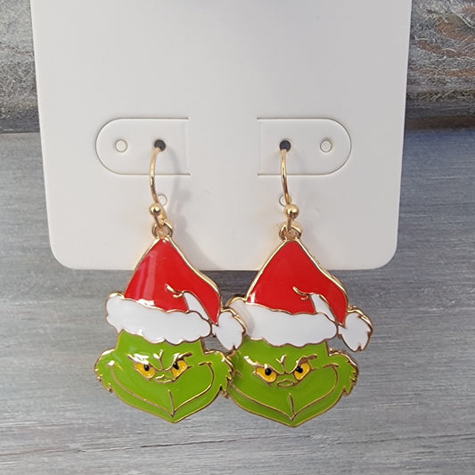 Grinch Earrings/ Epoxy