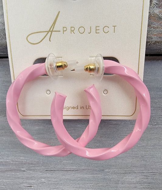 Color Twist Hoop ( Pink)