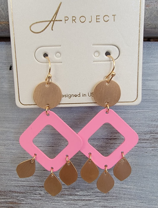 Colorful Disc Dangle ( Pink )
