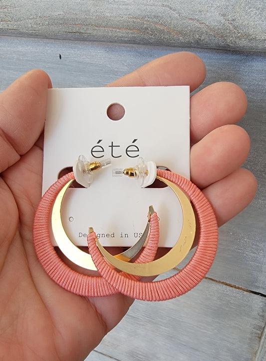 Grograin Ribbon Wrapped Hoop ( Coral )