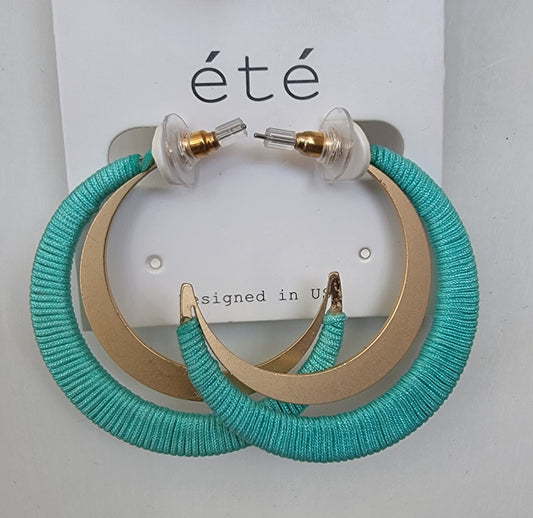 Grograin Ribbon Wrapped Hoop (Turquoise )