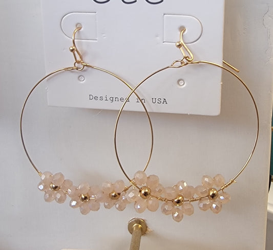 Flower Hoop Earrings(PINK)