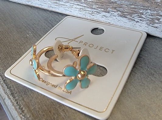 Daisy Hoop Earrings(MINT)