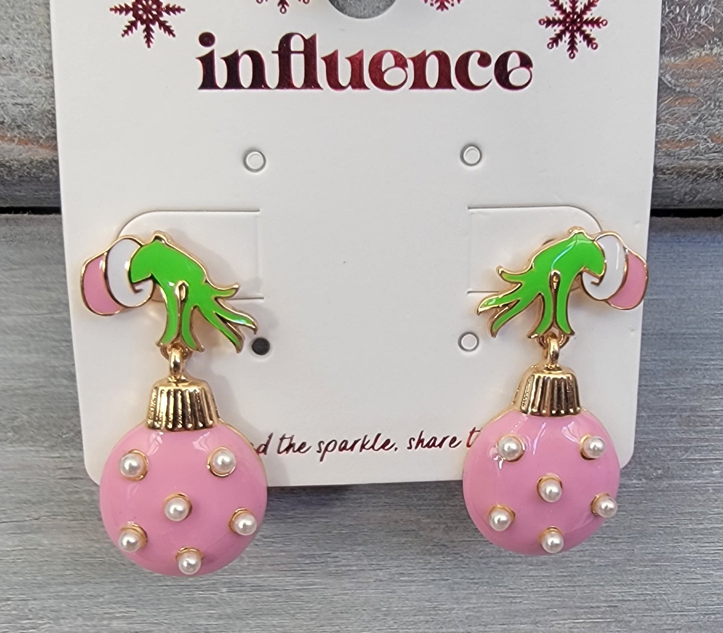 Grinch Pearl Ornament Earrings