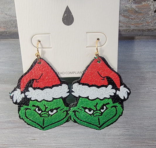 Grinch Face Earrings
