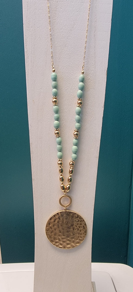 Hammered Medallion 32 in necklace