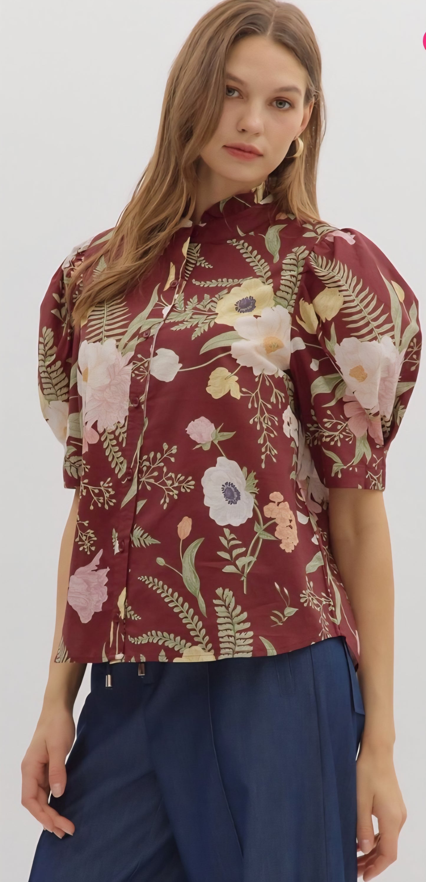 Fall Florals Top - Merlot