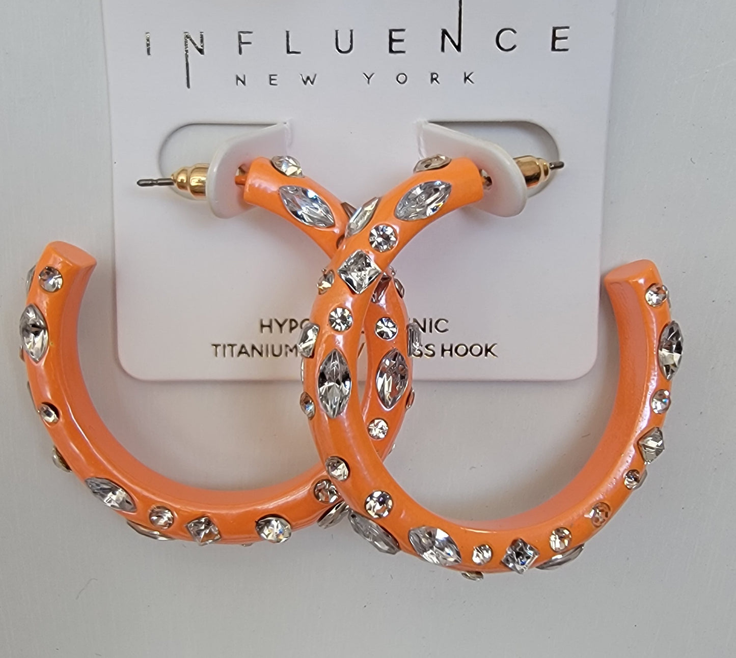 Crystal Embellished Hoop ( Orange )