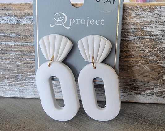 Clay Drop Earrings(WHITE)