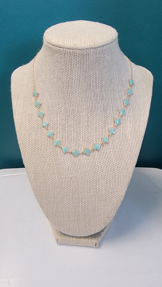 Clover station necklace ( Turquoise)