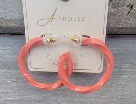 Color Twist Hoop ( Coral)