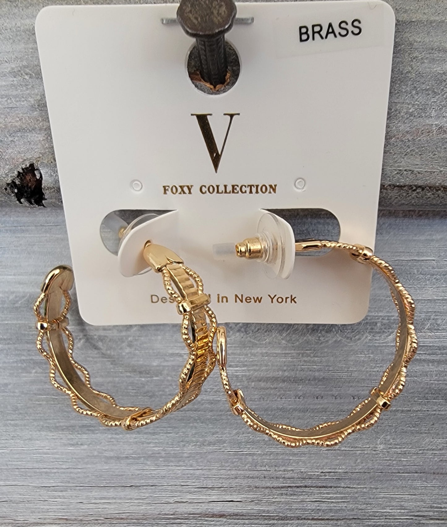 Wavy Textured Hoop-Gold