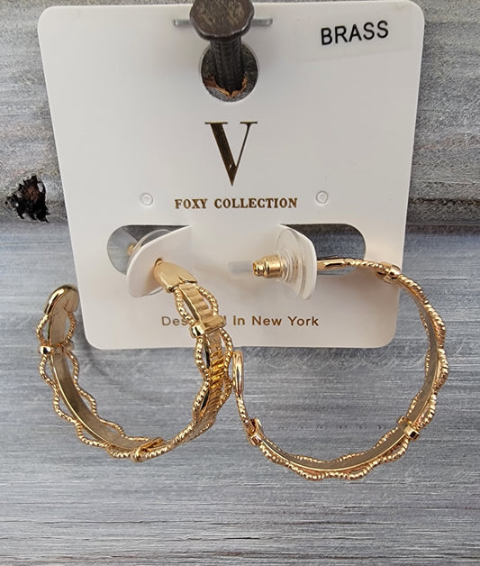 Wavy Textured Hoop-Gold