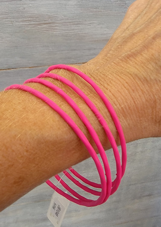 Slim Line Bracelet Stack (Pink)