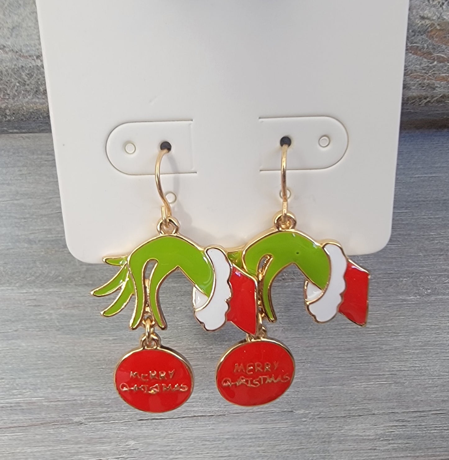Grinch Hand / Ornament Earrings