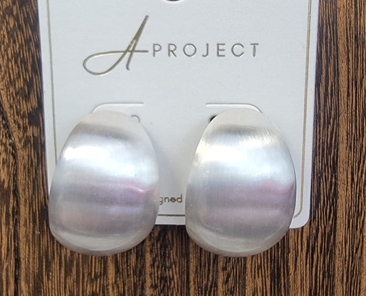Brushed Oval Earrings(SILVER)