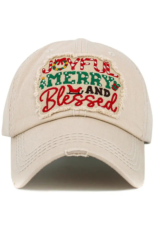 Joyful Christmas Ball Cap - Stone