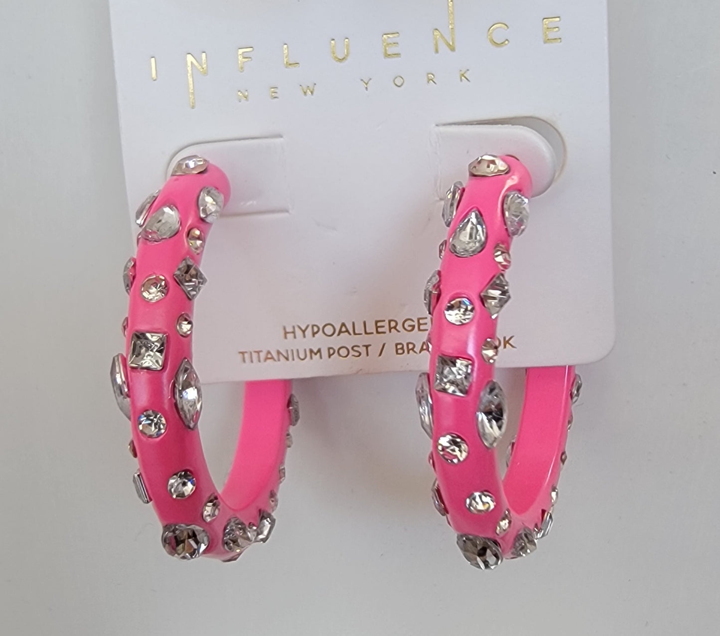 Crystal Embellished Hoop (Pink )